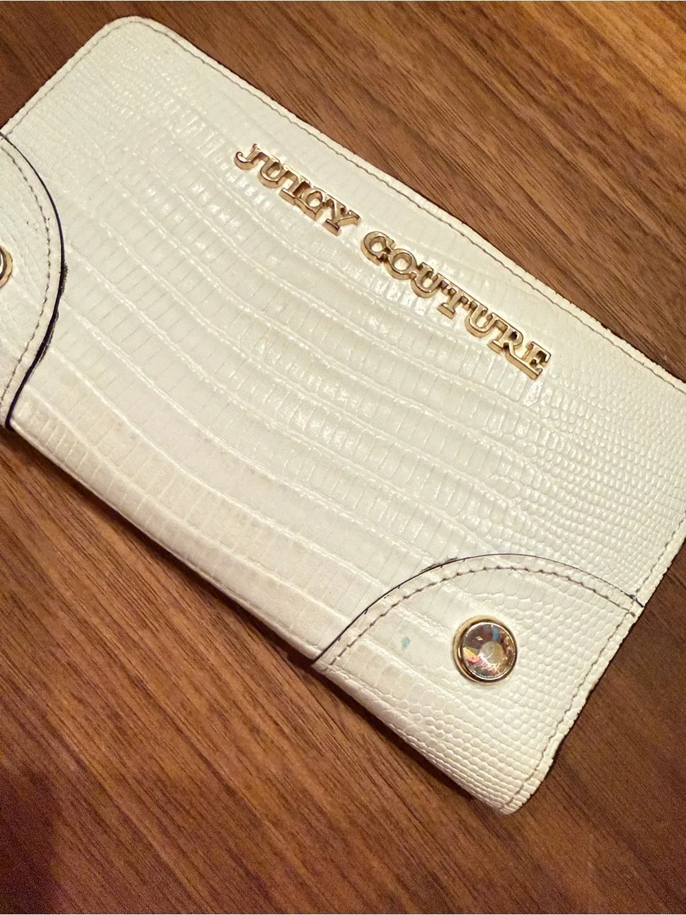 Juicy Couture Leather Croc-Embossed Wallet with Gold Logo